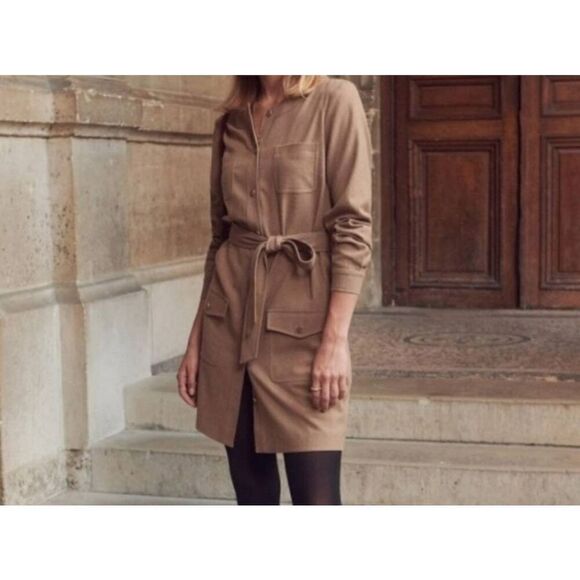 Sezane JOSEFA belted DRESS in camel sz 38 (US 6) - Picture 1 of 5